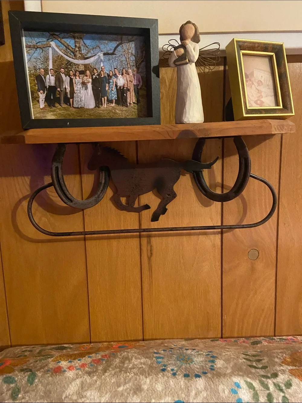 Rustic Brown Metal Horse Wall shelf - Home Wall Decor